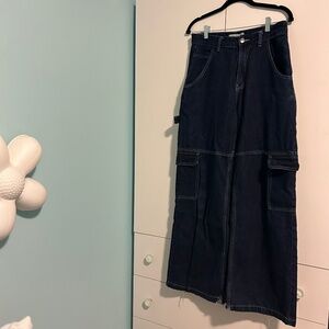 Glassons Wide Leg Cargo Pant Dark Denim Size Medium